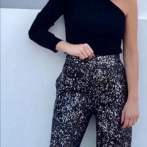 Zara black sequin ankle pants